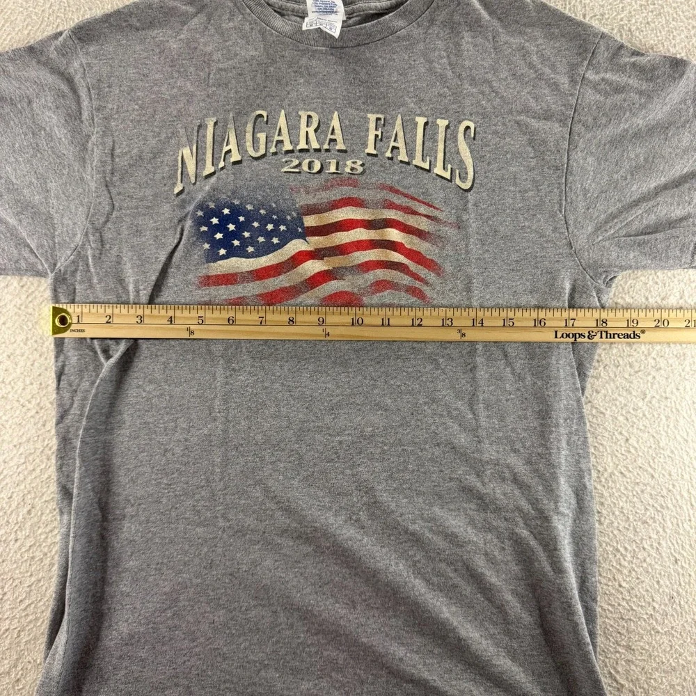Delta T-Shirt Mens Medium Gray Niagara Falls 2018 USA Flag Graphic Steetwear - Picture 6 of 8